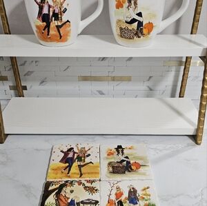 Two mug and four coasters